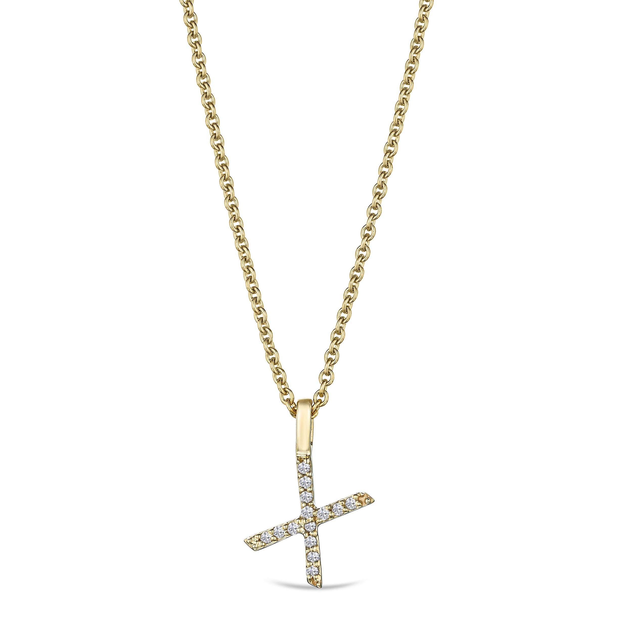 Love Letter Initial X Lab Diamond Necklace set in 9K Yellow Gold